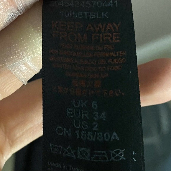 NEW Topshop Size 8 Black Midi Sheath Dress Black High Slit Tie Waist Modest Y1 - Picture 9 of 10